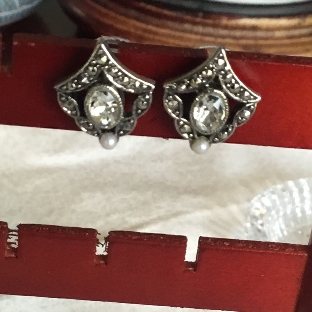 $8 ea or 3/$15 Silvertone Marcasite Crystal Earrin